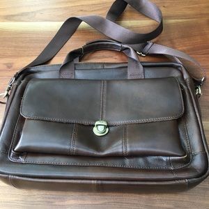 Unbranded soft brown leather briefcase messenger